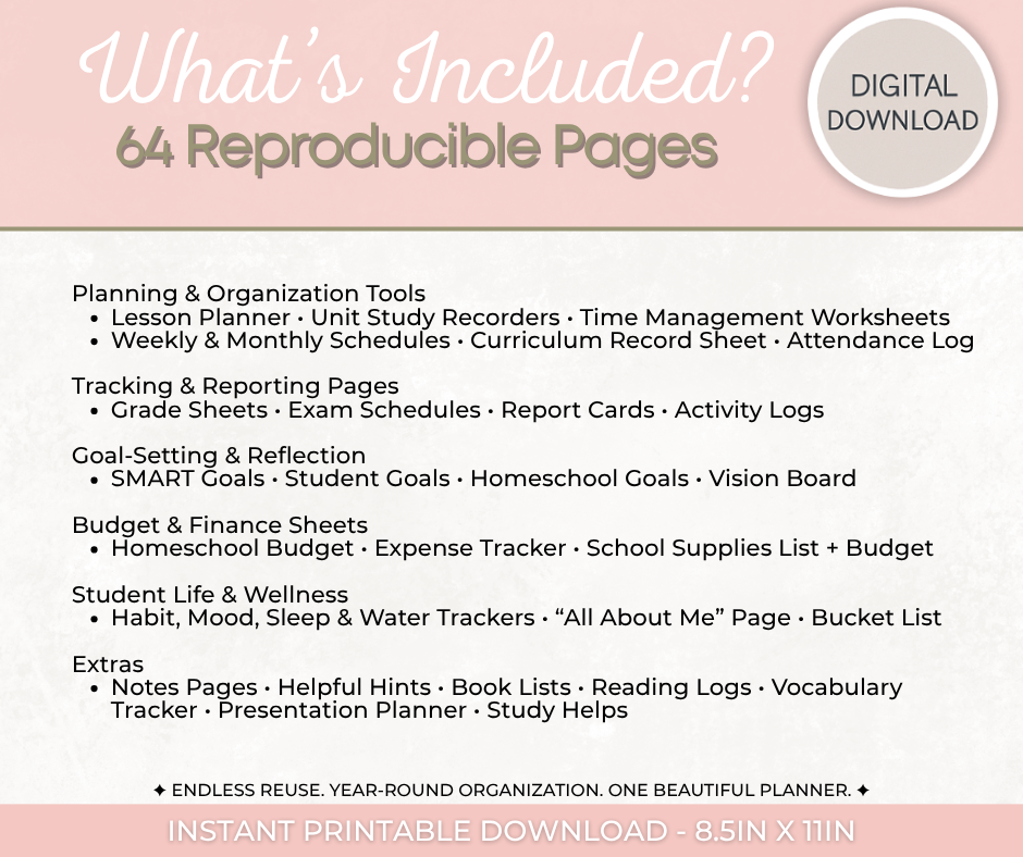 Basic Homeschool Planner | 86 Pages