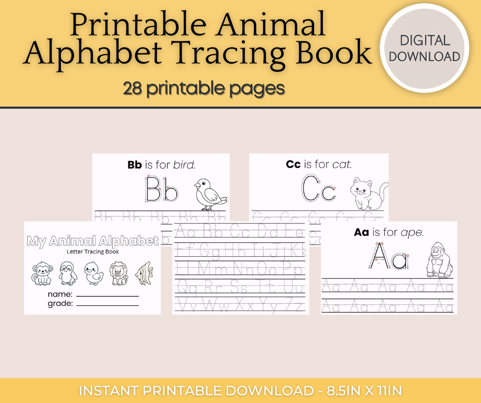 Printable Animal Alphabet Tracing Book