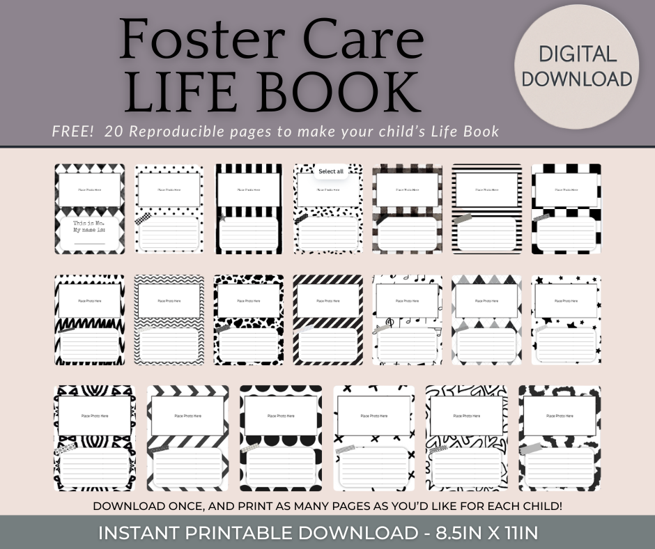 Free Printable Foster Care Life Book | 20 Ink Friendly Pages
