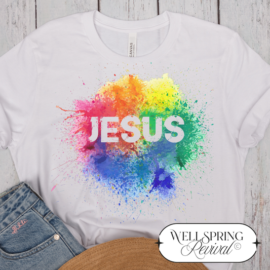 Rainbow Splash Jesus T-Shirt | XS-3X