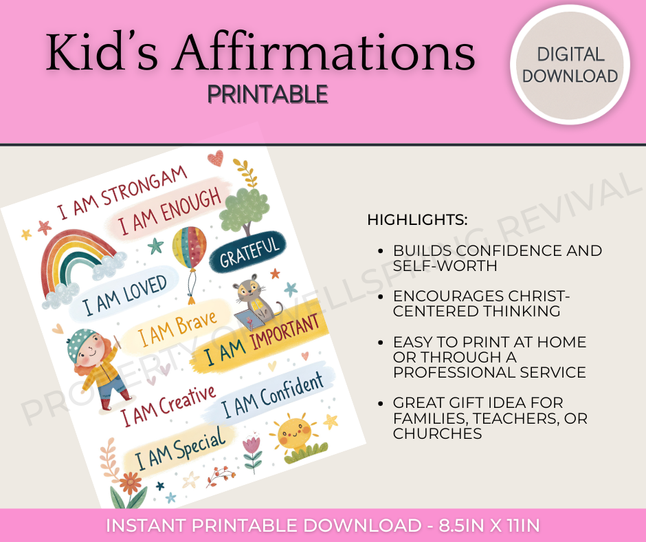 Kids Affirmations Printable