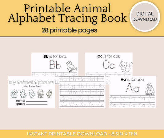 Printable Animal Alphabet Tracing Book
