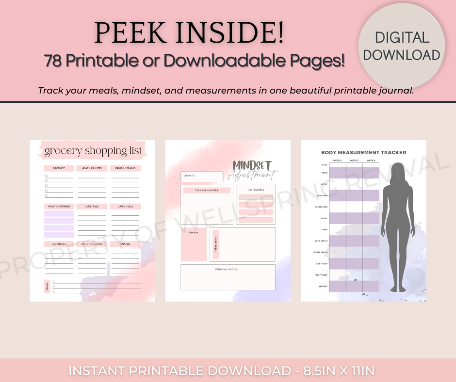 Watercolor Weight Loss Journal | 78 Pages