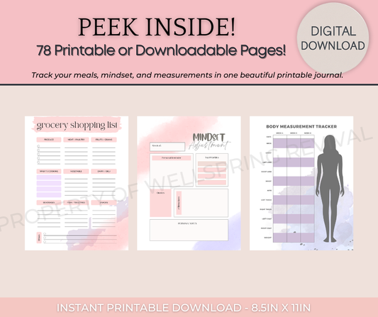 Watercolor Weight Loss Journal | 78 Pages